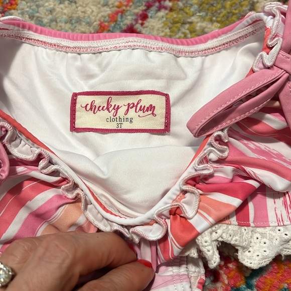 Pink Striped Ruffle Bikini Set - Picture 2 of 5